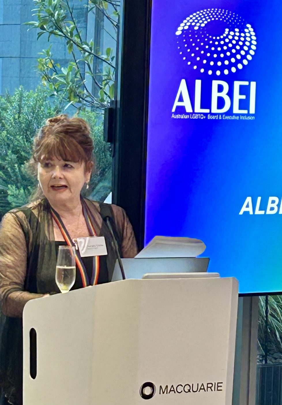 Anne Murphy-Cruise speaking at ALBEI's Melbourne launch