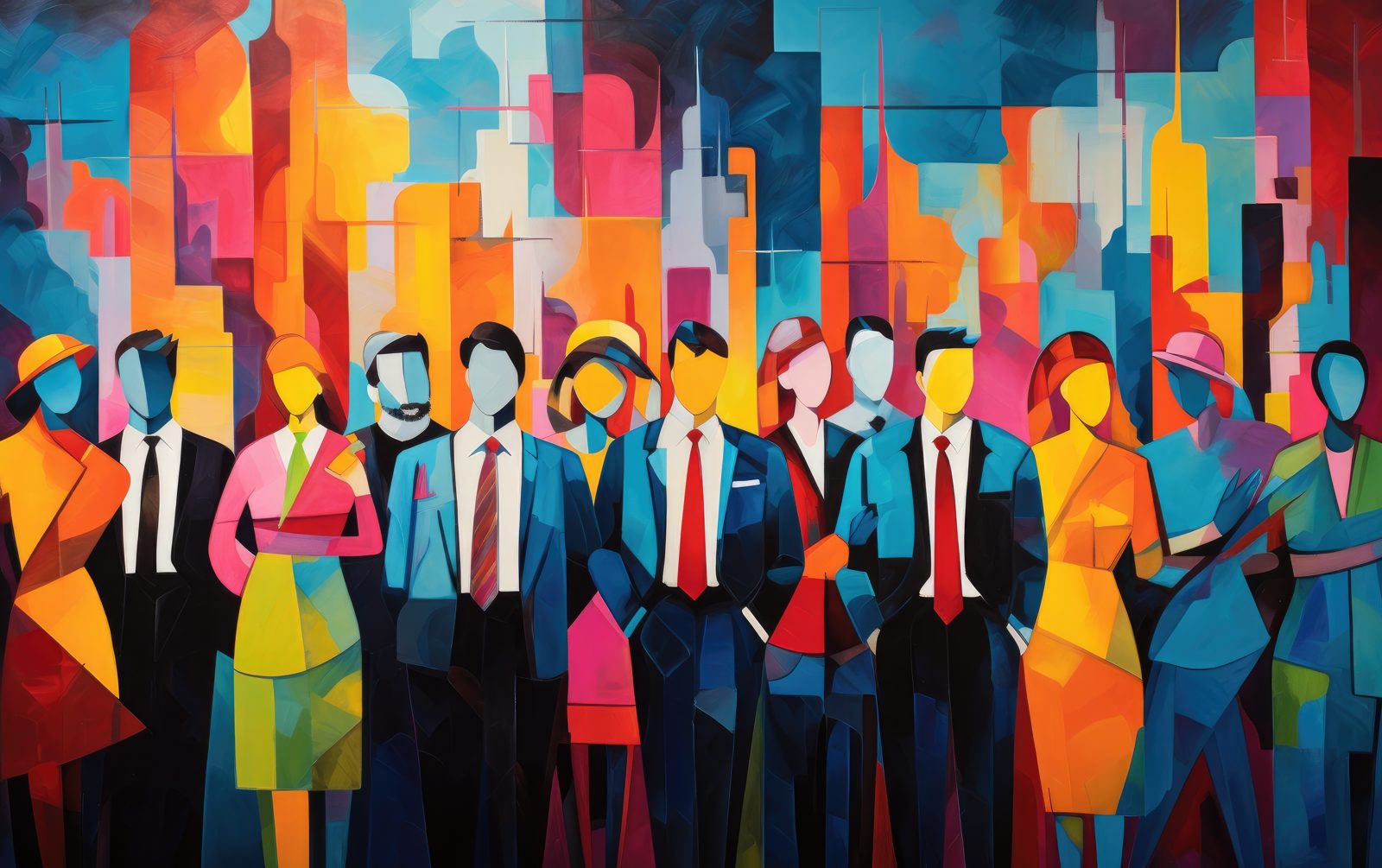 Illustration of a diverse crowd of business people